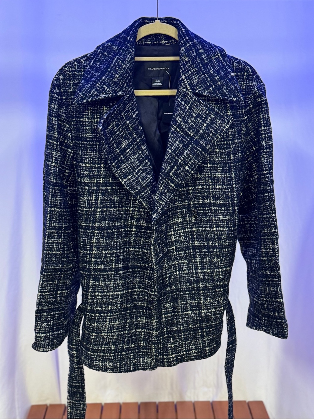 NWT Club Monaco Black & White Tweed Peacoat